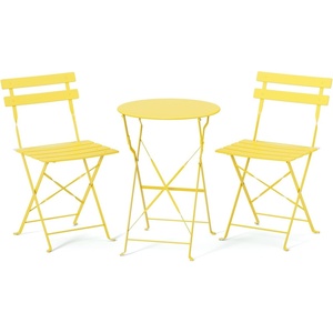image:imageVINGLI Outdoor Folding Bistro Table and Chairs Set of 2 3Piece Bistro Set with Premium Steel Frame and Comfortable Cushions for Patio Balcony Garden Porch Yard YellowYellow
