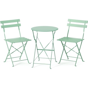 image:imageVINGLI Outdoor Folding Bistro Table and Chairs Set of 2 3Piece Bistro Set with Premium Steel Frame and Comfortable Cushions for Patio Balcony Garden Porch Yard YellowGreen