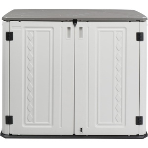 image:imageVINGLI Outdoor Horizontal Storage Shed Waterproof with 34 Cubic Feet Storage Space 50 x 29 x 41 Patio Storage Cabinets for Garbage Cans Bike Tools Deck Box for Yard Porch Garden White34 Cuft
