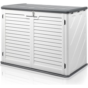 image:imageVINGLI Outdoor Horizontal Storage Shed Waterproof with 34 Cubic Feet Storage Space 50 x 29 x 41 Patio Storage Cabinets for Garbage Cans Bike Tools Deck Box for Yard Porch Garden White315 Cuft