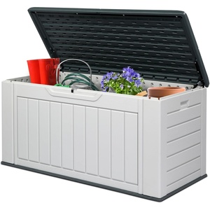 image:imageVINGLI Outdoor Horizontal Storage Shed Waterproof with 34 Cubic Feet Storage Space 50 x 29 x 41 Patio Storage Cabinets for Garbage Cans Bike Tools Deck Box for Yard Porch Garden White158 Gallon