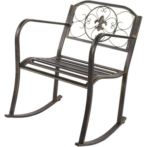 image:imageVINGLI Outdoor Rocking Chair Heavy Duty 660 LBS Wrought Cast Iron Rocking Chair with Back amp Armrest Metal Patio Rockers for Porch Backyard or Garden