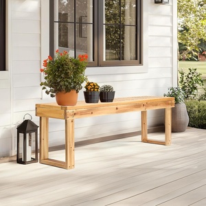 image:imageVINGLI Outdoor Wooden Bench Porch Bench Wood Patio Garden Bench Weatherproof Outdoor Backless Bench for Backyard Poolside Entryway Light CarbonizedLight Carbonized