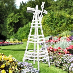 image:imageVINGLI Outdoor Yard Windmill Wooden Wind Spinner for Garden Yard Lawn Patio Decoration Carbonized Wood MediumWhite