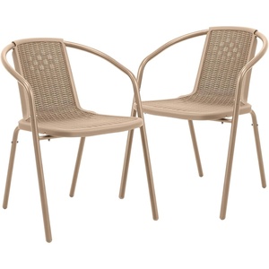 image:imageVINGLI PE Rattan Outdoor Dining Chairs Set of 4 Plastic Stackable Patio Chairs for Indoor Porch Restaurant GardenChampagneChampagne