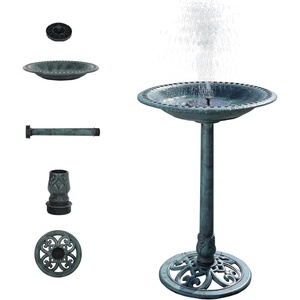 image:imageVINGLI Pedestal Bird Bath 28 Inch Antique Copper Resin Birdbaths Weather Resistant Floral Accents and Vintage Finish Garden Decor for Outdoor Lightweight Courtyard Greenwith Bird FeederGreenwith Solar Power
