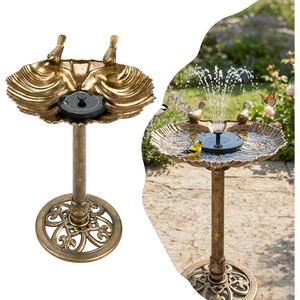 image:imageVINGLI Pedestal Bird Bath 28 Inch Antique Copper Resin Birdbaths Weather Resistant Floral Accents and Vintage Finish Garden Decor for Outdoor Lightweight Courtyard Greenwith Bird FeederCopperShellshaped With Solar Pump