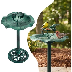 image:imageVINGLI Pedestal Bird Bath 28 Inch Antique Copper Resin Birdbaths Weather Resistant Floral Accents and Vintage Finish Garden Decor for Outdoor Lightweight Courtyard Greenwith Bird FeederGreenWith Bird Feeder
