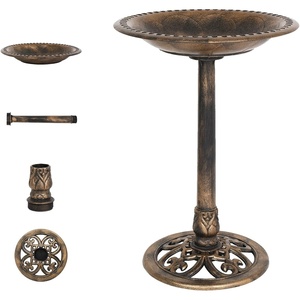 image:imageVINGLI Pedestal Bird Bath 28 Inch Antique Copper Resin Birdbaths Weather Resistant Floral Accents and Vintage Finish Garden Decor for Outdoor Lightweight Courtyard Greenwith Bird FeederCopperNormal