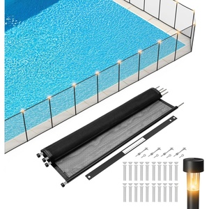 image:imageVINGLI Pool Safety Fence for Inground Pools Black Aluminum Pool Fence with Solar Powered Garden Lights Night Warning amp Decor Removable Child amp Pet Barrier 4 FT  72 FT4 FT  72 FT