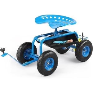 image:imageVINGLI Rolling Garden Stool with Seat Blue Gardening Seat with Wheels and Extra Storage Easy Assembly Patio Wagon Scooter for Yard Work