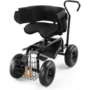 image:imageVINGLI Rolling Garden Stool with Seat and Extendable Handle Gardeners Tool Seat with Wheels and Extra Storage Gifts for People with Bad Knees GreenBlack