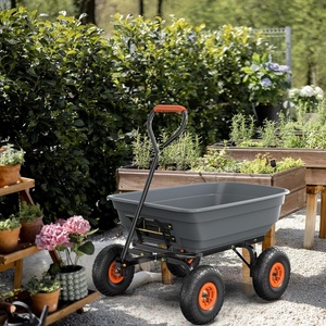 image:imageVINGLI Steel Wheelbarrow Garden Dump Cart with Plastic Hopper 440lb Load Capacity Quick Release System with Flexible Handle and 10inch AllTerrain Tires Wagon for Yard Landscaping Gray