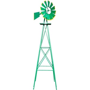 image:imageVINGLI Upgrade 8FT Ornamental Windmill Backyard Garden Decoration Weather Vane Heavy Duty Metal Wind Mill w 4 Legs Design GreyGreen