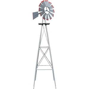 image:imageVINGLI Upgrade 8FT Ornamental Windmill Backyard Garden Decoration Weather Vane Heavy Duty Metal Wind Mill w 4 Legs Design GreyLight Grey