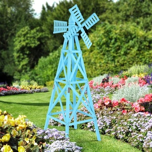 image:imageVINGLI Wood Wind Spinner Sturdy CrossBraced Windmill for All Weather Outdoor Wind Mill for Garden Patio Lawn Decoration BlueBlue