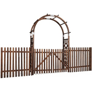 image:imageVINGLI Wooden Garden Arbor Heavy Duty Outdoor Frame Trellis with Gate for Ceremony Wood Trellis Garden Arch Pergola for Plant Climbing Patio Lawn WeddingFence