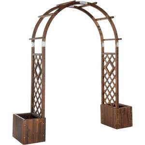 image:imageVINGLI Wooden Garden Arbor Heavy Duty Outdoor Garden Trellis with Gate for Ceremony Wood Trellis Garden Arch Pergola for Plant Climbing Patio Lawn Wedding with Gatewith Planter