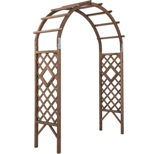 image:imageVINGLI Wooden Garden Arbor Heavy Duty Outdoor Garden Trellis with Gate for Ceremony Wood Trellis Garden Arch Pergola for Plant Climbing Patio Lawn Wedding with GateBasic
