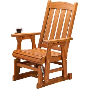 image:imageVINGLI Wooden Patio Glider Heavy Duty 800 LBS Outdoor Glider with Cup Holders 4 FT Wooden Glider Bench with High Backrest for Garden Yard Patio BlackTeak