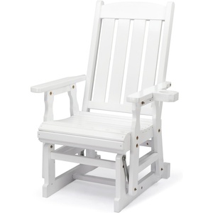 image:imageVINGLI Wooden Patio Glider Heavy Duty 800 LBS Outdoor Glider with Cup Holders 4 FT Wooden Glider Bench with High Backrest for Garden Yard Patio BlackWhite