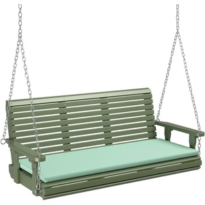 image:imageVINGLI Wooden Porch Swing Heavy Duty 880 LBS Hanging Patio Bench with Extra Cushion for Lawn Garden Courtyard Brown 5 feetGreen