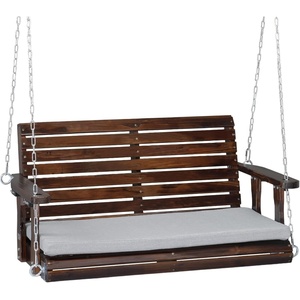 image:imageVINGLI Wooden Porch Swing Heavy Duty 880 LBS Hanging Patio Bench with Extra Cushion for Lawn Garden Courtyard Brown 5 feetRustic
