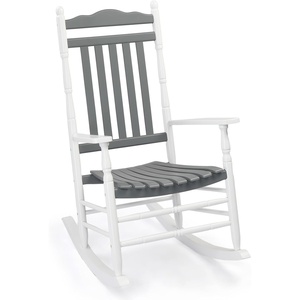 image:imageVINGLI Wooden Rocking Chair Outdoor Set of 2 Patio Rockers with High Back Support 450 LBS Rocking Chairs for Porch Patio Balcony Garden Yard White 2 PCSWhitegrey