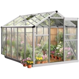image:imageVingli 6x10 FT Greenhouse for Outdoors Polycarbonate Heavy Duty Green House with Roof Vents for Winter Aluminum Tunnel Large Walkin Greenhouse for Outside Garden Backyard Easy Setup Silver