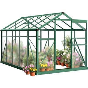 image:imageVingli Greenhouse for Outdoors Polycarbonate Heavy Duty Green House with Roof Vents for Winter Aluminum Tunnel Large Walkin Greenhouse for Outside Garden Backyard Easy Setup 6x8 FT Black6x10FT  Green