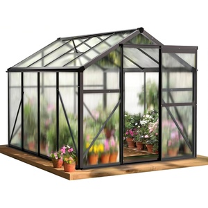 image:imageVingli Greenhouse for Outdoors Polycarbonate Heavy Duty Green House with Roof Vents for Winter Aluminum Tunnel Large Walkin Greenhouse for Outside Garden Backyard Easy Setup 6x8 FT Black6x8 FT Black