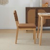 image:imageVINGLI Brown Woven Wooden Dining Chairs Set of 4Armless Mid Century Modern Desk Chairs with RivetampFoot PegsUpholstered Farmhouse Comfy Chair No Wheels for Dining RoomLiving RoomKitchenOakSuedeBrown