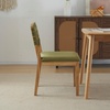 image:imageVINGLI Brown Woven Wooden Dining Chairs Set of 4Armless Mid Century Modern Desk Chairs with RivetampFoot PegsUpholstered Farmhouse Comfy Chair No Wheels for Dining RoomLiving RoomKitchenOakSuedeSage Green