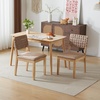 image:imageVINGLI Brown Woven Wooden Dining Chairs Set of 4Armless Mid Century Modern Desk Chairs with RivetampFoot PegsUpholstered Farmhouse Comfy Chair No Wheels for Dining RoomLiving RoomKitchenOakSuedeKhaki