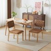 image:imageVINGLI Brown Woven Wooden Dining Chairs Set of 4Armless Mid Century Modern Desk Chairs with RivetampFoot PegsUpholstered Farmhouse Comfy Chair No Wheels for Dining RoomLiving RoomKitchenOakSuedeBrown