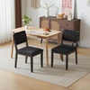 image:imageVINGLI Brown Woven Wooden Dining Chairs Set of 4Armless Mid Century Modern Desk Chairs with RivetampFoot PegsUpholstered Farmhouse Comfy Chair No Wheels for Dining RoomLiving RoomKitchenOakSuedeBlack
