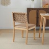image:imageVINGLI Brown Woven Wooden Dining Chairs Set of 4Armless Mid Century Modern Desk Chairs with RivetampFoot PegsUpholstered Farmhouse Comfy Chair No Wheels for Dining RoomLiving RoomKitchenOakSuedeKhaki