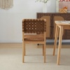 image:imageVINGLI Brown Woven Wooden Dining Chairs Set of 4Armless Mid Century Modern Desk Chairs with RivetampFoot PegsUpholstered Farmhouse Comfy Chair No Wheels for Dining RoomLiving RoomKitchenOakSuedeBrown