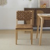 image:imageVINGLI Brown Woven Wooden Dining Chairs Set of 4Armless Mid Century Modern Desk Chairs with RivetampFoot PegsUpholstered Farmhouse Comfy Chair No Wheels for Dining RoomLiving RoomKitchenOakSuedeBrown