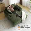 image:imageVINGLI Lounge Chair 56 Oversized Reading Chair Corduroy Chaise Sofa Recliner Bed Upholstered Comfy Sleeper Couch with Throw Pillows and Armrests for Living Room Movie Room BedroomOlive Green