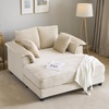 image:imageVINGLI Lounge Chair 56 Oversized Reading Chair Corduroy Chaise Sofa Recliner Bed Upholstered Comfy Sleeper Couch with Throw Pillows and Armrests for Living Room Movie Room BedroomLight Brown