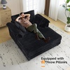 image:imageVINGLI Lounge Chair 56 Oversized Reading Chair Corduroy Chaise Sofa Recliner Bed Upholstered Comfy Sleeper Couch with Throw Pillows and Armrests for Living Room Movie Room BedroomBlack