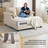 image:imageVINGLI Lounge Chair 56 Oversized Reading Chair Corduroy Chaise Sofa Recliner Bed Upholstered Comfy Sleeper Couch with Throw Pillows and Armrests for Living Room Movie Room BedroomLight Brown
