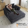 image:imageVINGLI Lounge Chair 56 Oversized Reading Chair Corduroy Chaise Sofa Recliner Bed Upholstered Comfy Sleeper Couch with Throw Pillows and Armrests for Living Room Movie Room BedroomDark Grey