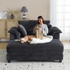 image:imageVINGLI Lounge Chair 56 Oversized Reading Chair Corduroy Chaise Sofa Recliner Bed Upholstered Comfy Sleeper Couch with Throw Pillows and Armrests for Living Room Movie Room BedroomDark Grey