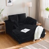 image:imageVINGLI Lounge Chair 56 Oversized Reading Chair Corduroy Chaise Sofa Recliner Bed Upholstered Comfy Sleeper Couch with Throw Pillows and Armrests for Living Room Movie Room BedroomBlack