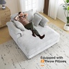 image:imageVINGLI Lounge Chair 56 Oversized Reading Chair Corduroy Chaise Sofa Recliner Bed Upholstered Comfy Sleeper Couch with Throw Pillows and Armrests for Living Room Movie Room BedroomLight Grey