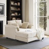 image:imageVINGLI Lounge Chair 56 Oversized Reading Chair Corduroy Chaise Sofa Recliner Bed Upholstered Comfy Sleeper Couch with Throw Pillows and Armrests for Living Room Movie Room BedroomLight Brown