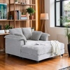 image:imageVINGLI Lounge Chair 56 Oversized Reading Chair Corduroy Chaise Sofa Recliner Bed Upholstered Comfy Sleeper Couch with Throw Pillows and Armrests for Living Room Movie Room BedroomLight Grey