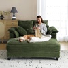 image:imageVINGLI Lounge Chair 56 Oversized Reading Chair Corduroy Chaise Sofa Recliner Bed Upholstered Comfy Sleeper Couch with Throw Pillows and Armrests for Living Room Movie Room BedroomOlive Green